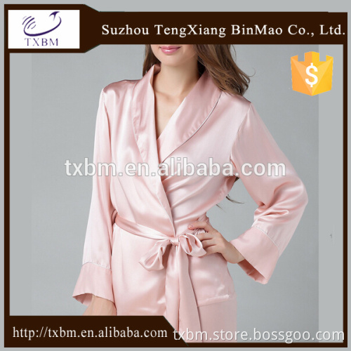 100%mulberry silk pajamas for lady, fashion belt style silk nightgown, soft and smooth silk sleepwear